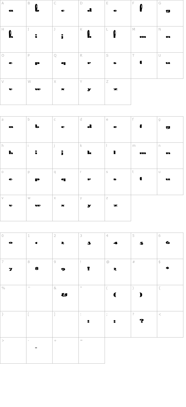 Rabbit Ex character map