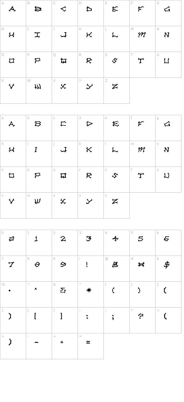 Rad Zad character map