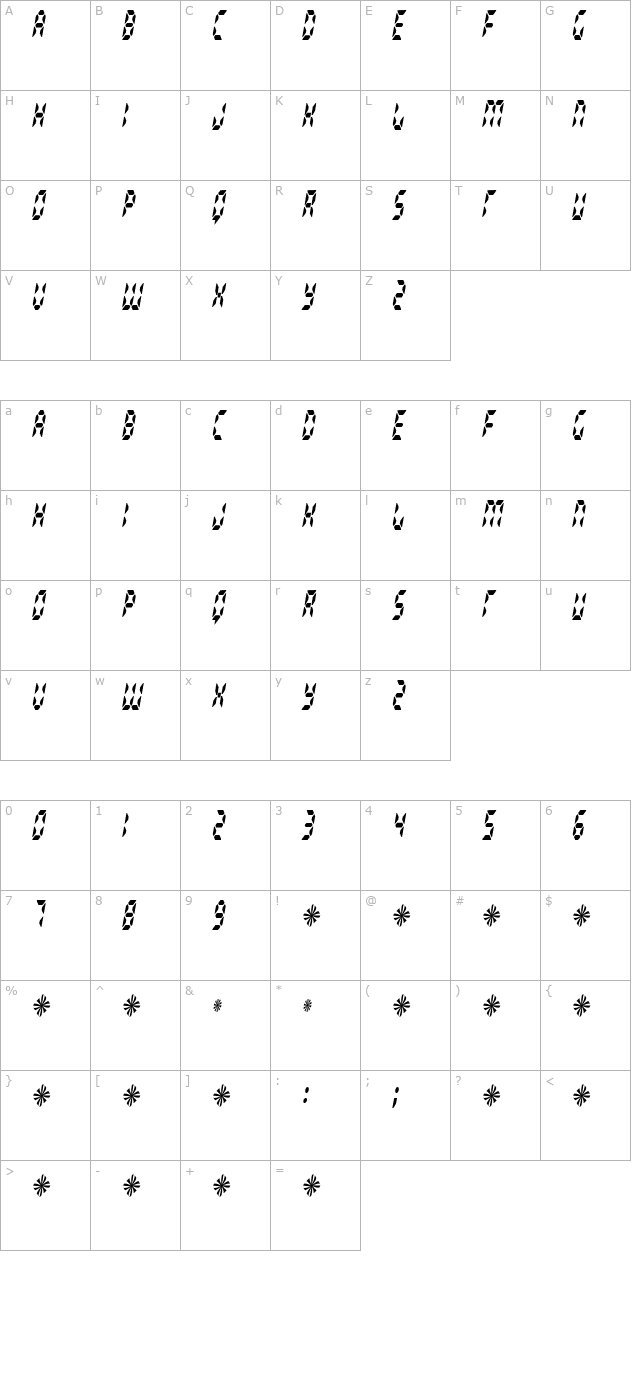 radioland-slim character map