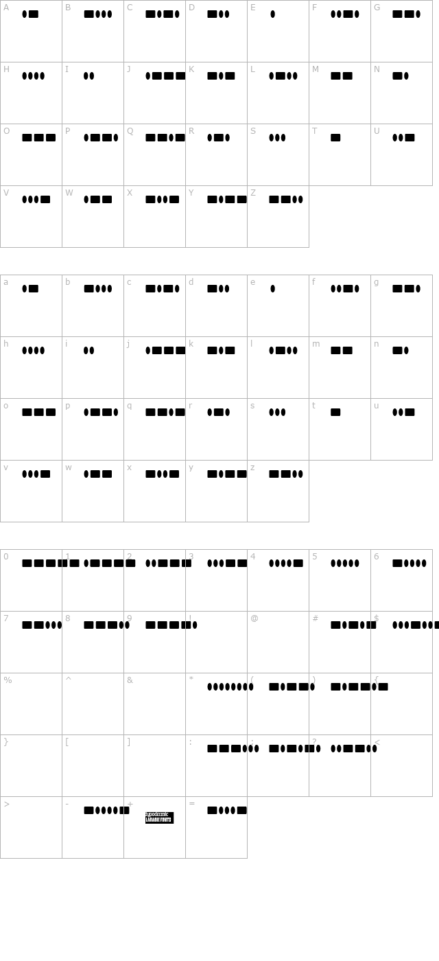 Radios in Motion Hard character map