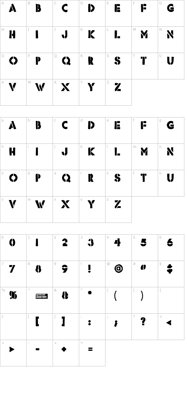 Rafika character map