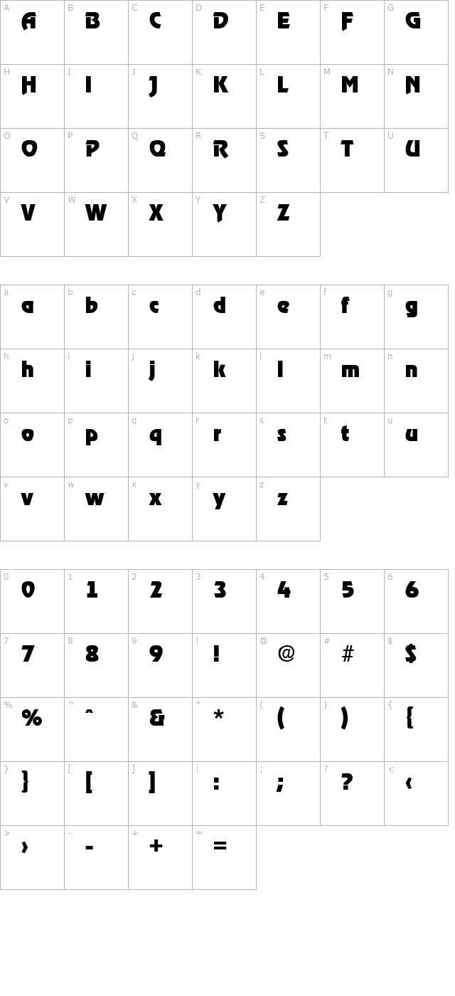 ragtime-extrabold character map