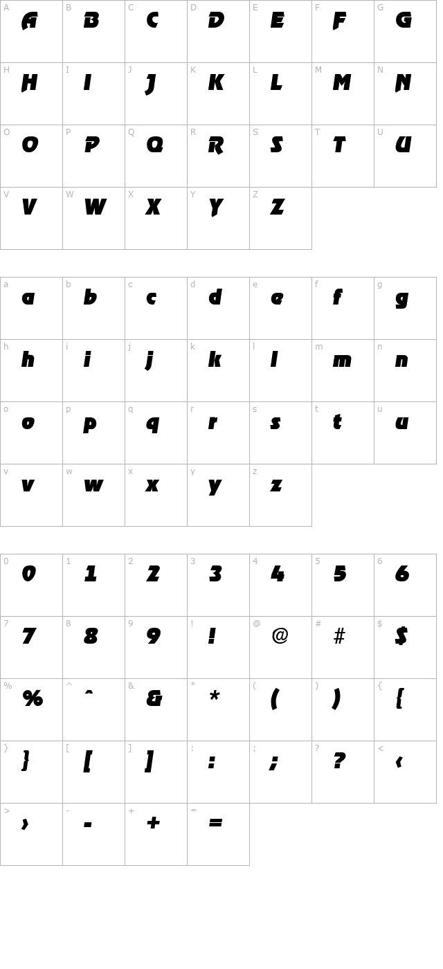 ragtime-heavyita character map