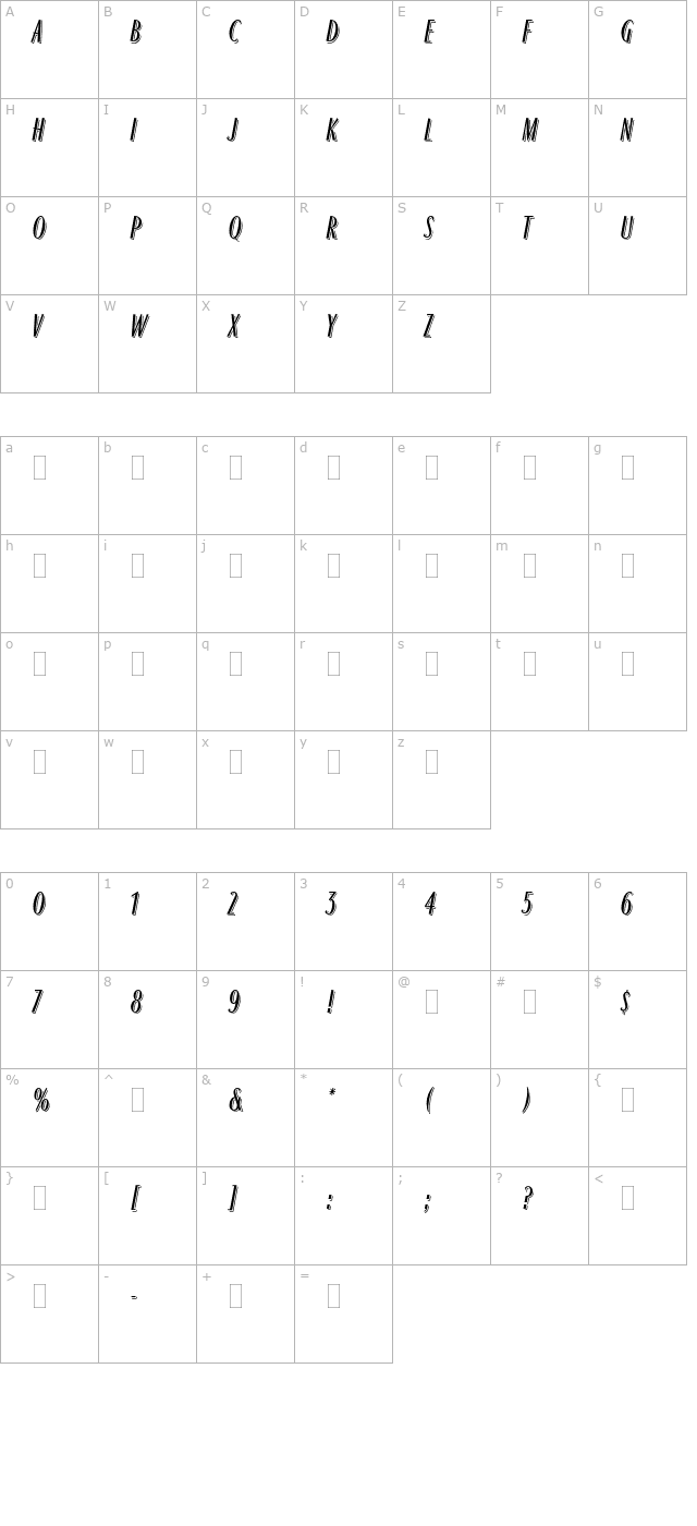 ragtimeplain character map