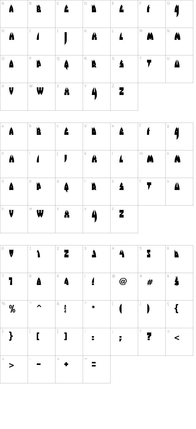 Raketta From Mars character map