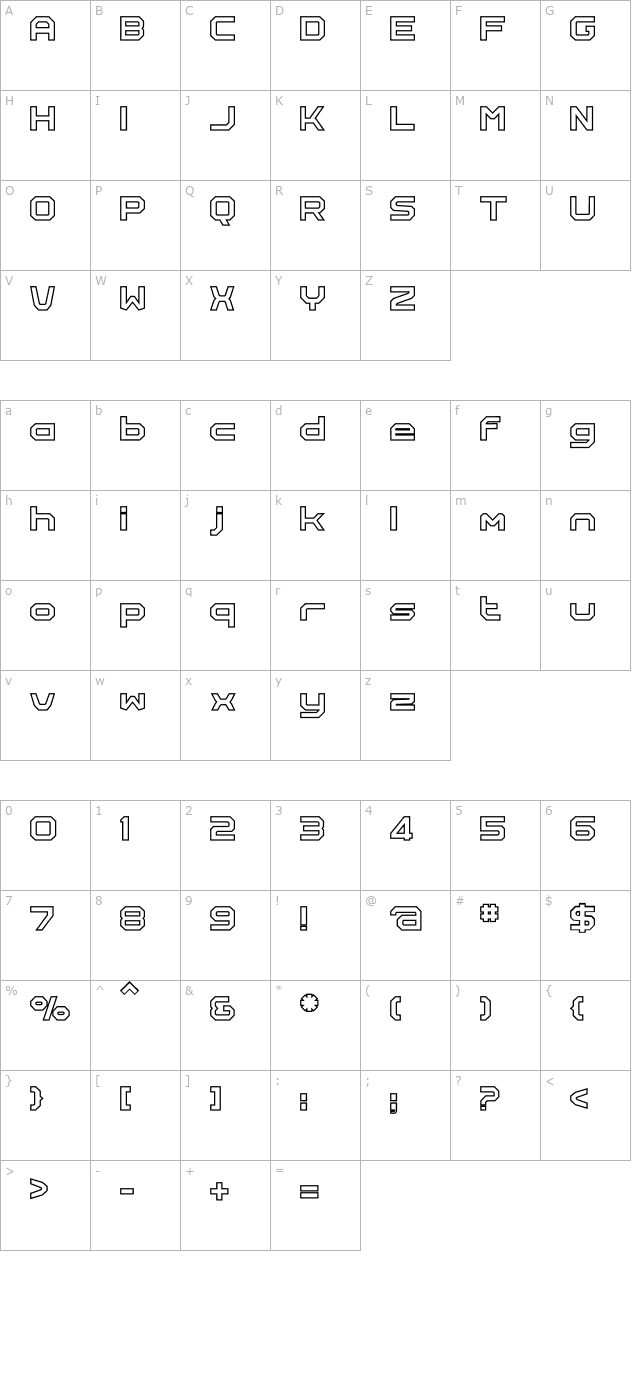 Rally-Outline character map