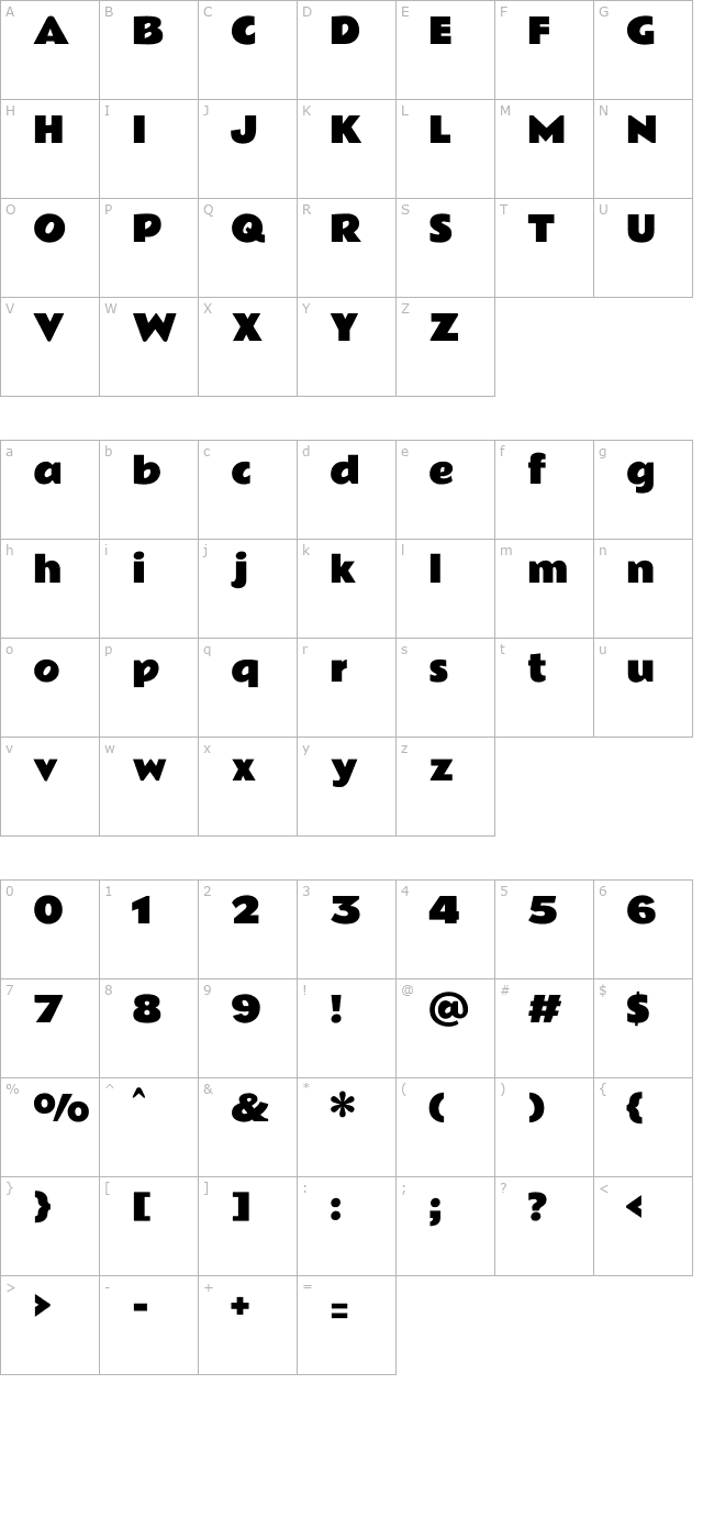 Rammetto One character map