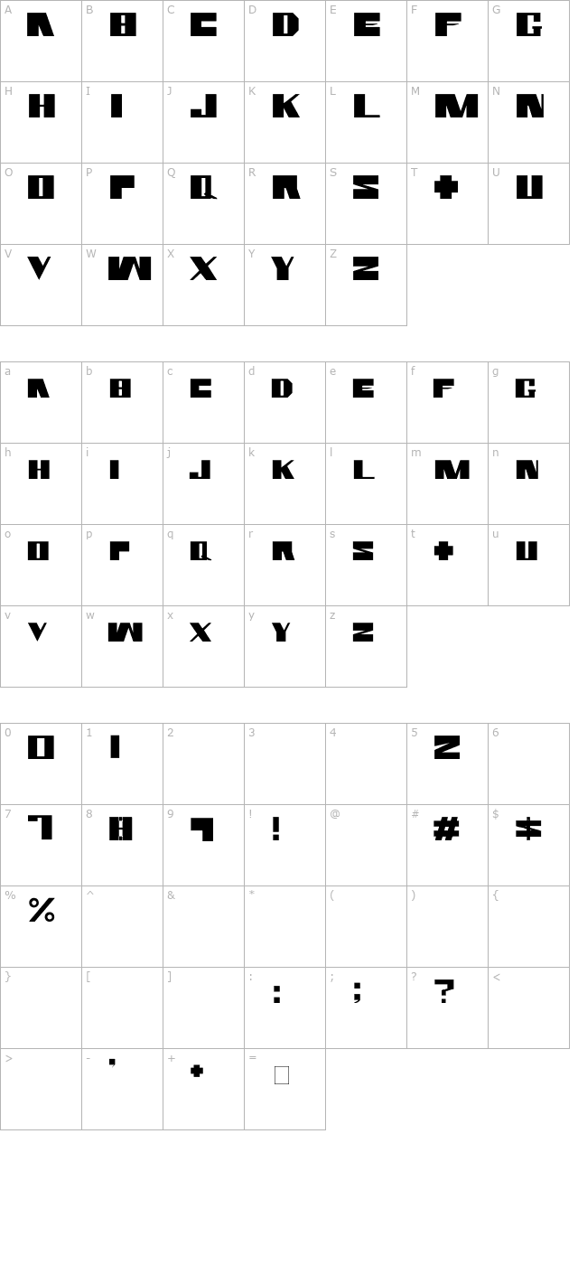Rammstein Font Made By AiR character map