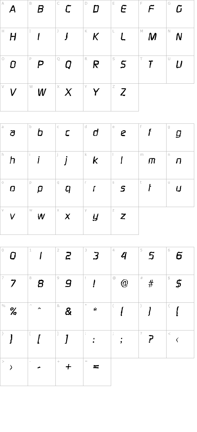 randybeckerrandom-bolditalic character map