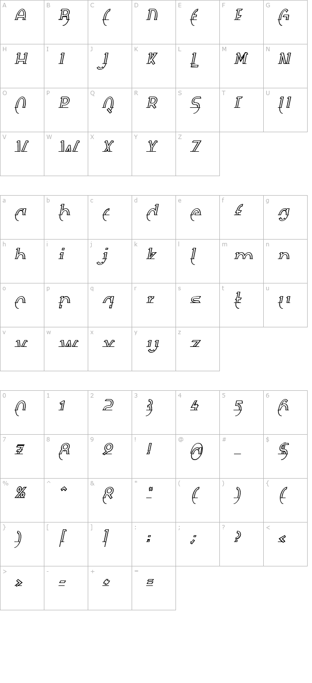 Rapierhard Becker character map