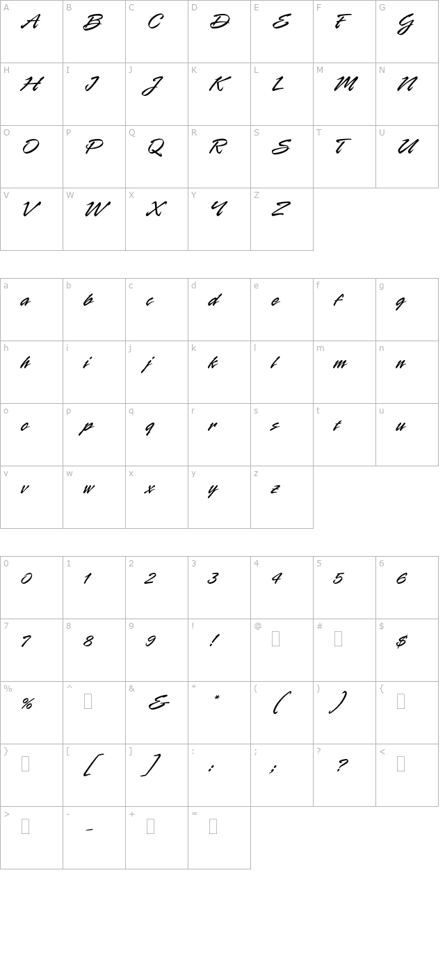 RapierPlain character map