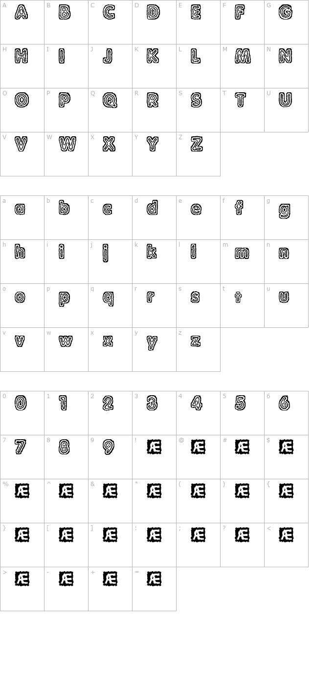 Raydiate (BRK) character map