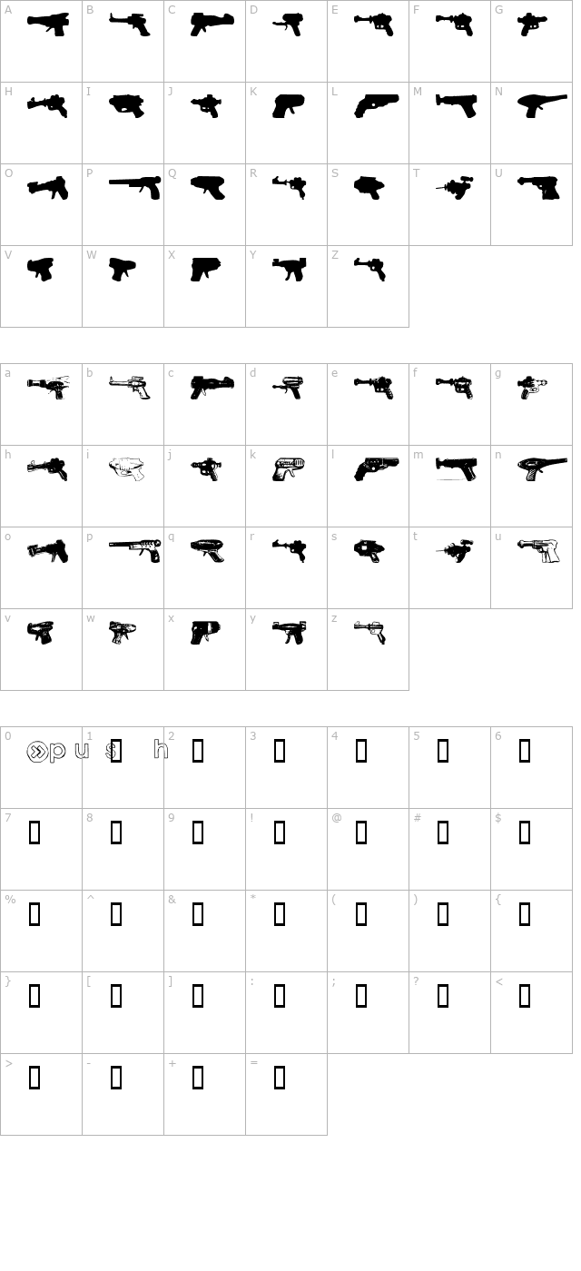 rayguns character map