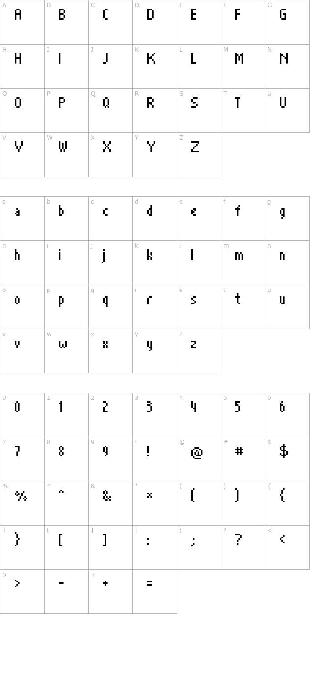 reaktro7-supacondensed character map