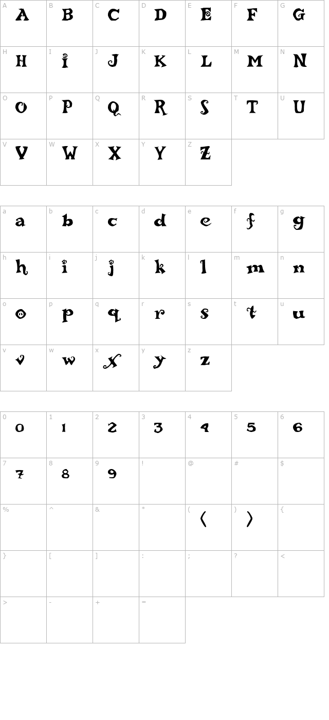 ReBucked character map