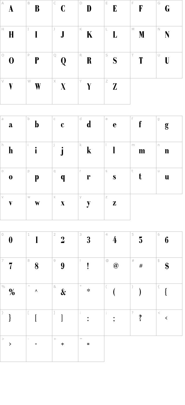 Recital SSi Bold character map