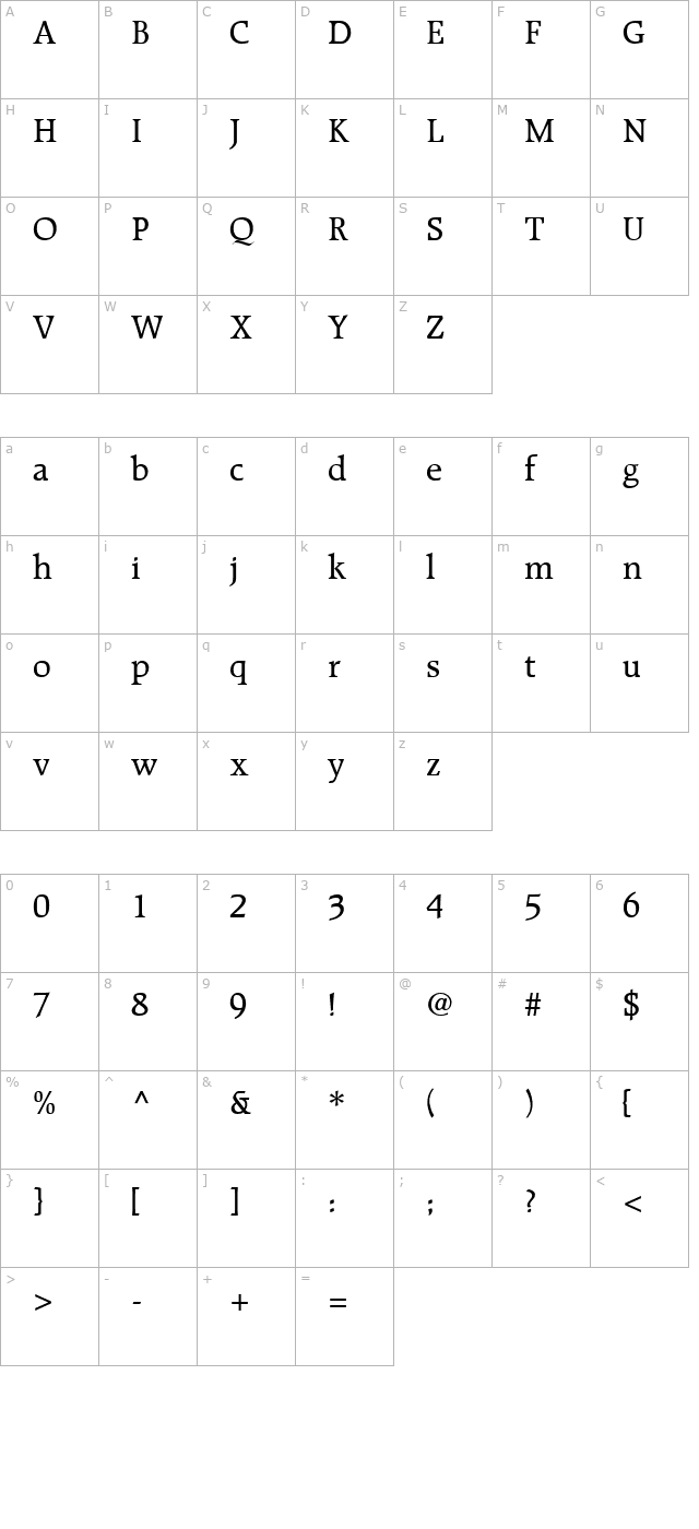 Recognita Book SSi Medium character map