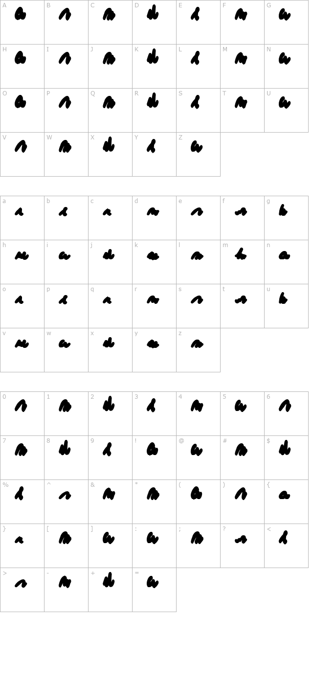 redacted-script-bold character map