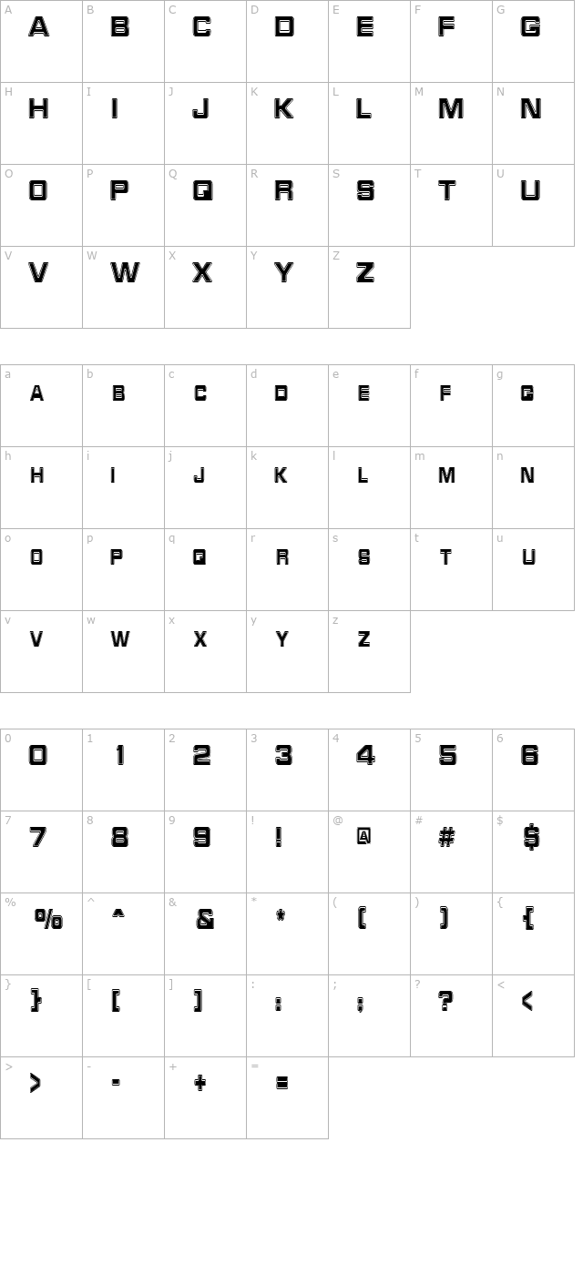 redalertcondensed character map