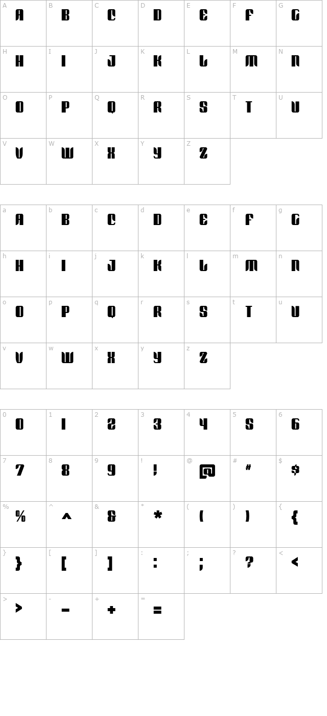 redford-bv character map
