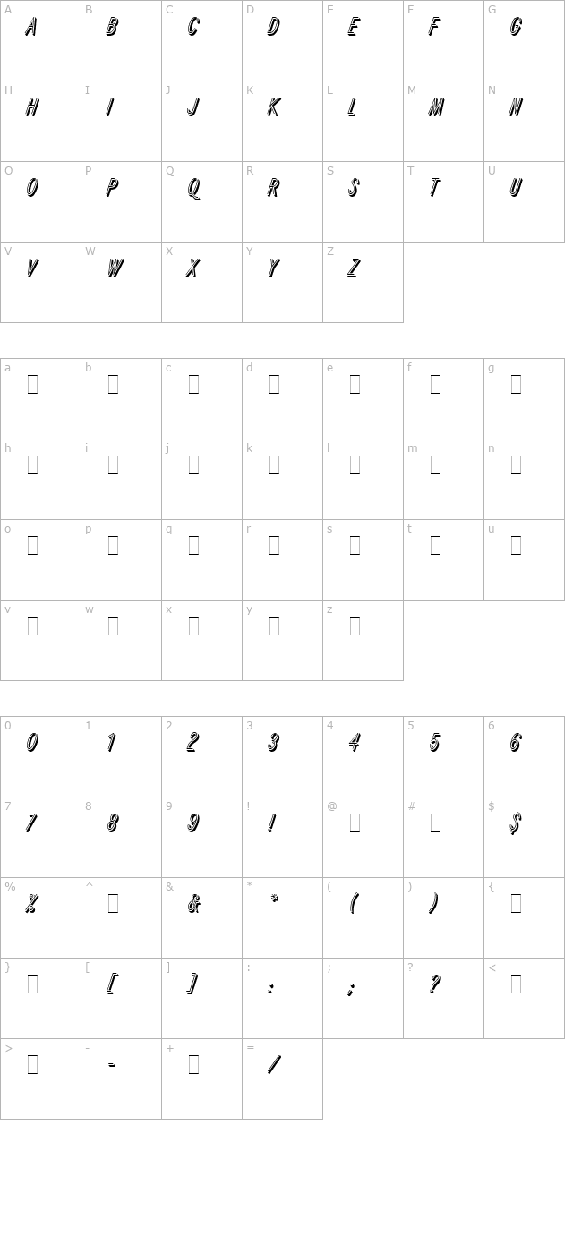 refracta-let-plain10 character map