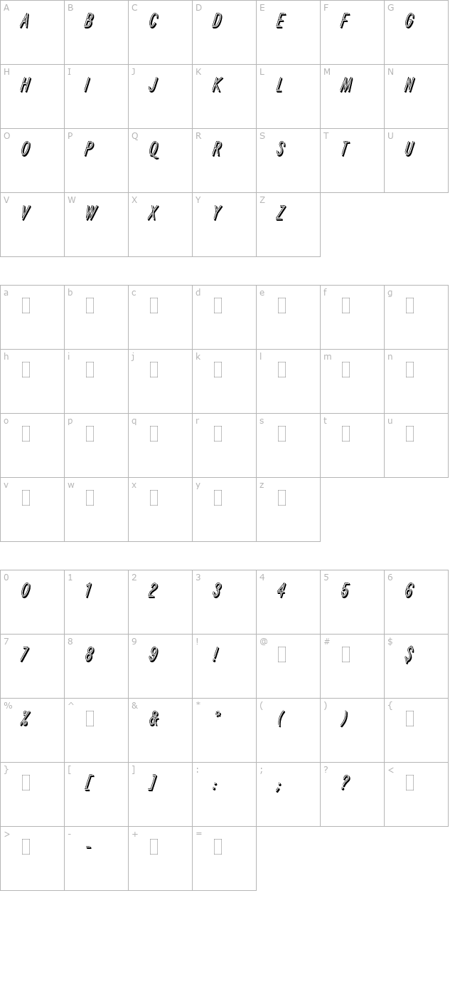 RefractaPlain character map