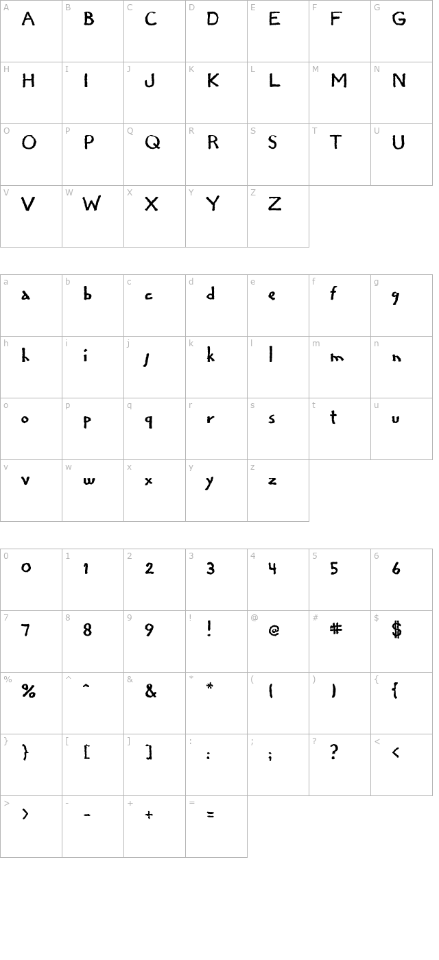 Regular Joe character map