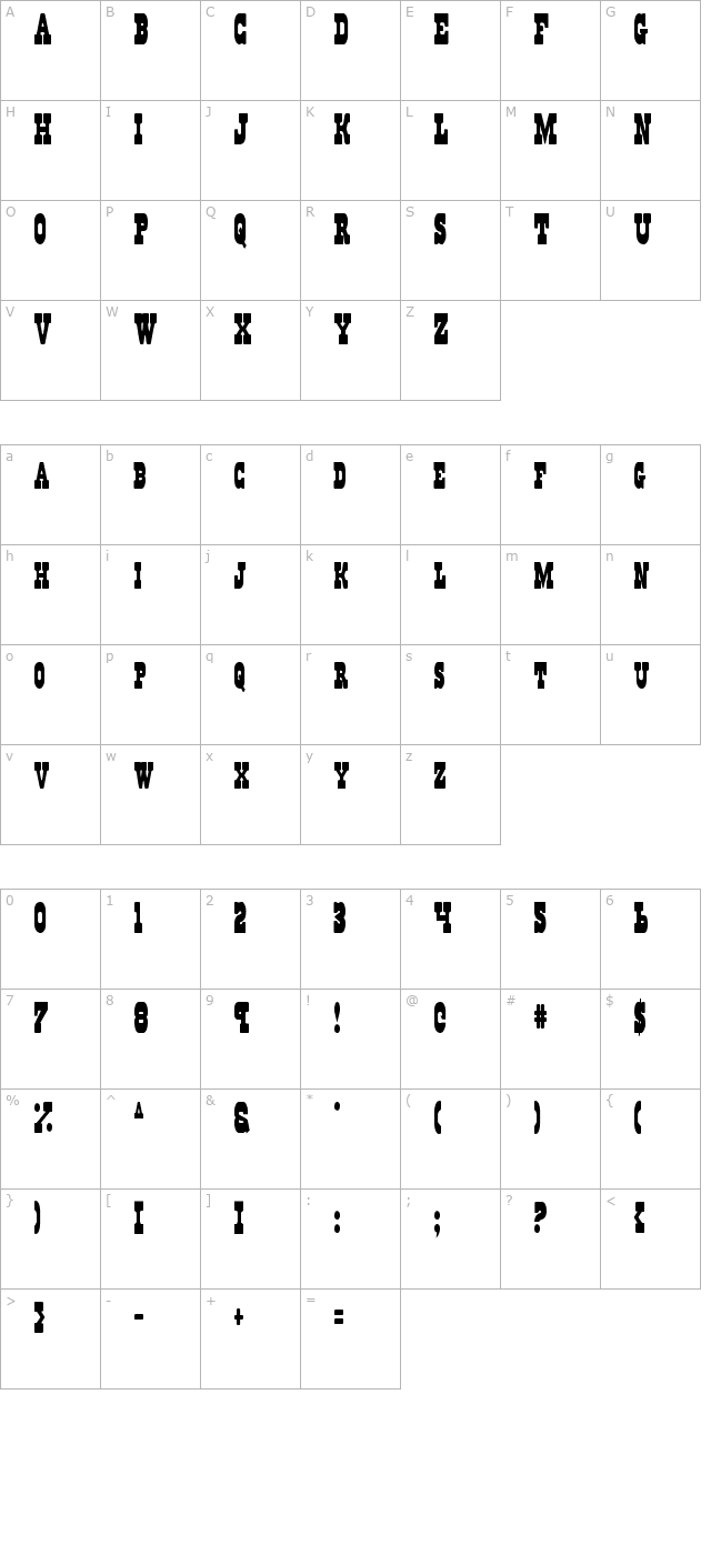 Regulators Condensed character map