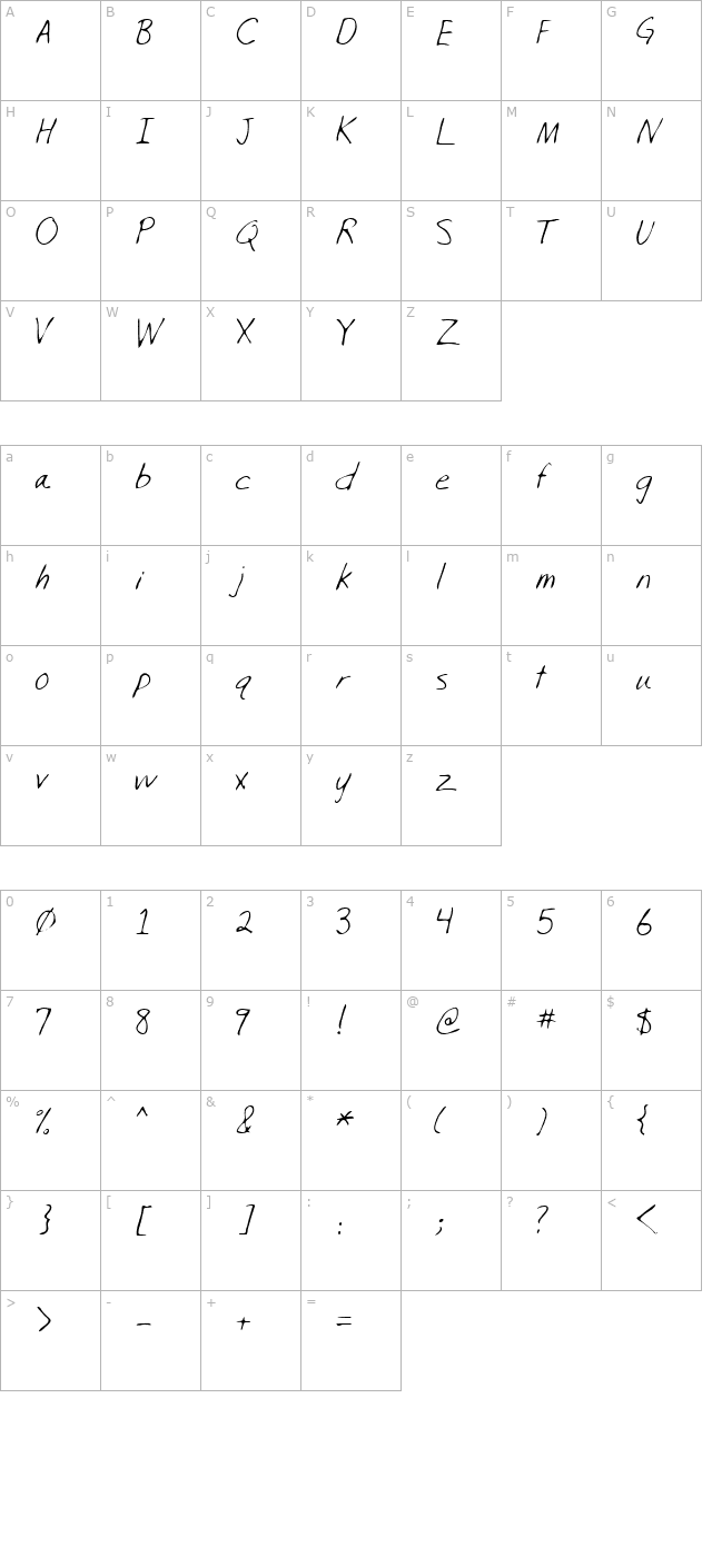 Reid Regular character map