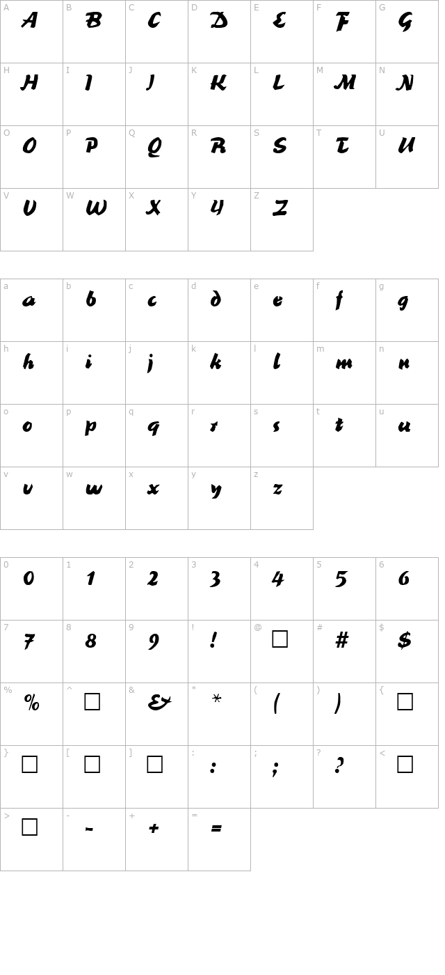 Reindeer SF character map