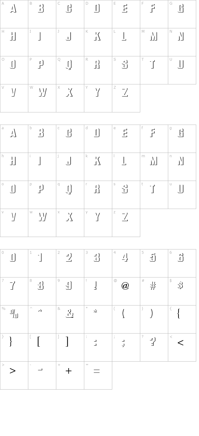 relief-regular character map