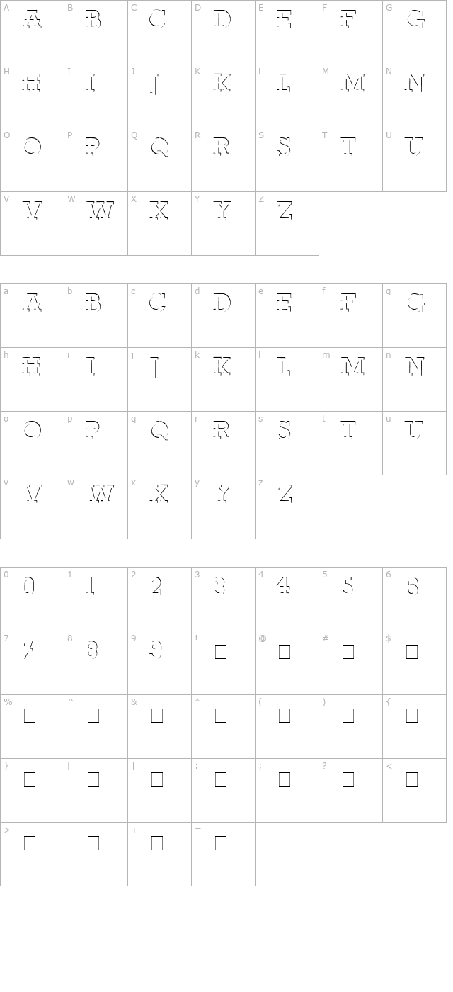 ReliefDeco Medium character map