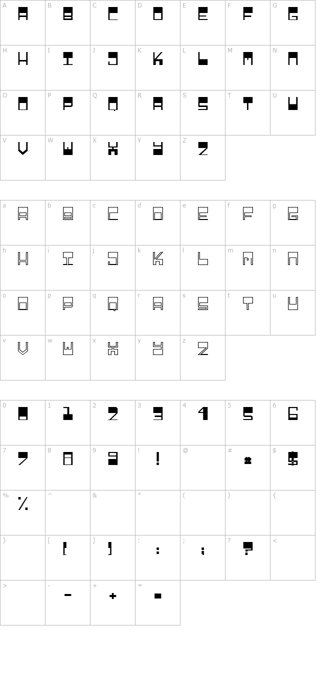 Relieftechnik 1 character map