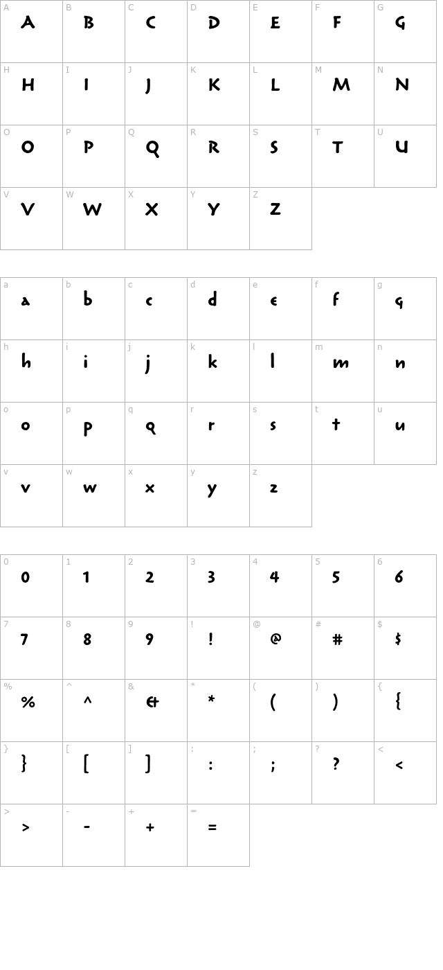 ReliqStd-BoldCalm character map