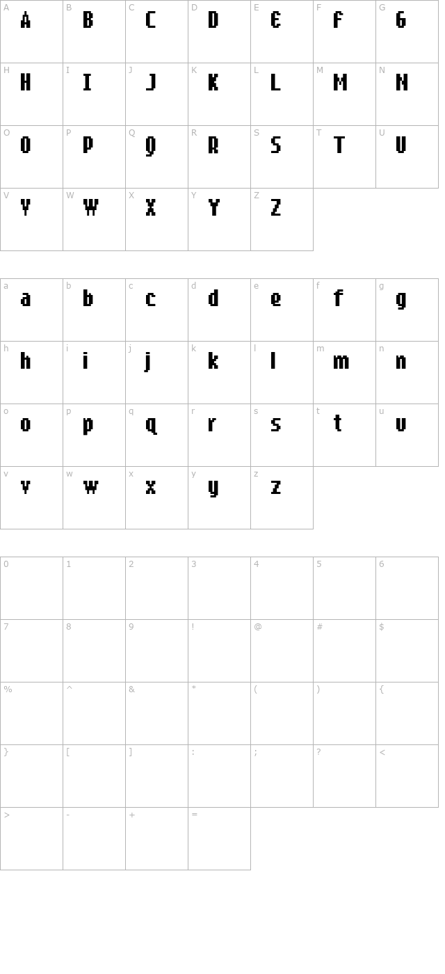 remote-flashbold character map