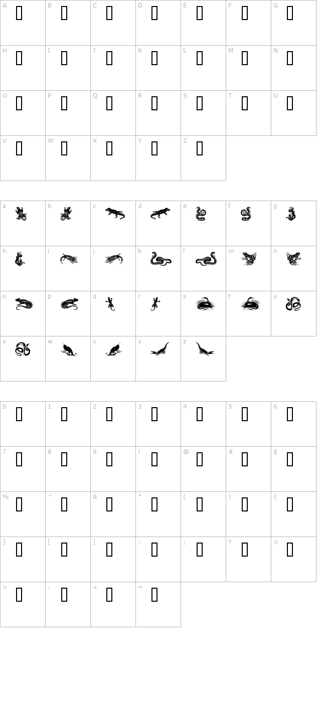 reptiles-i character map