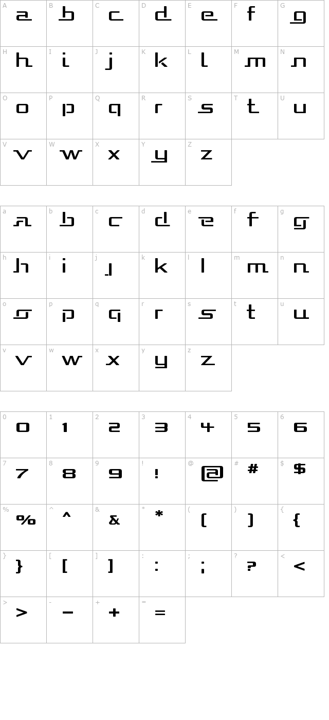 Republika Exp character map