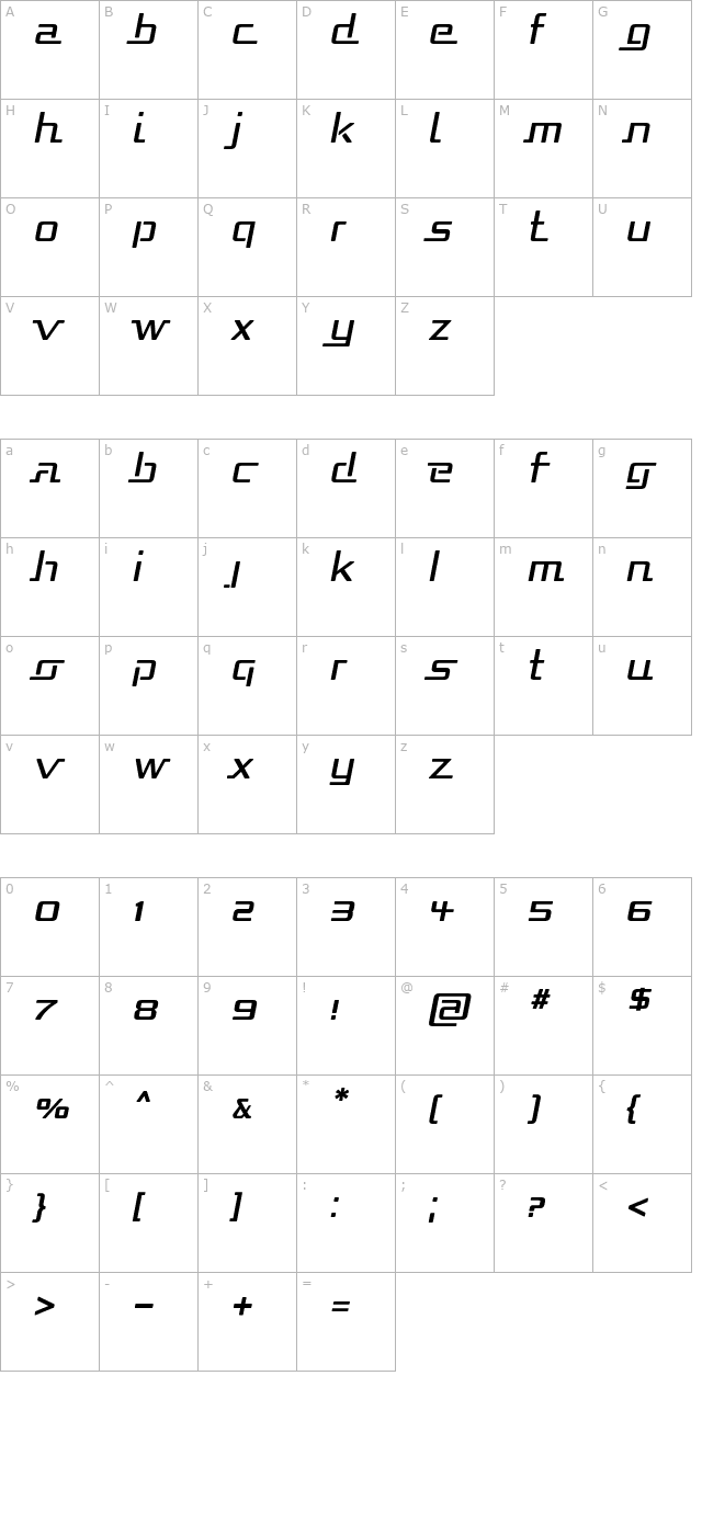 republika-italic character map