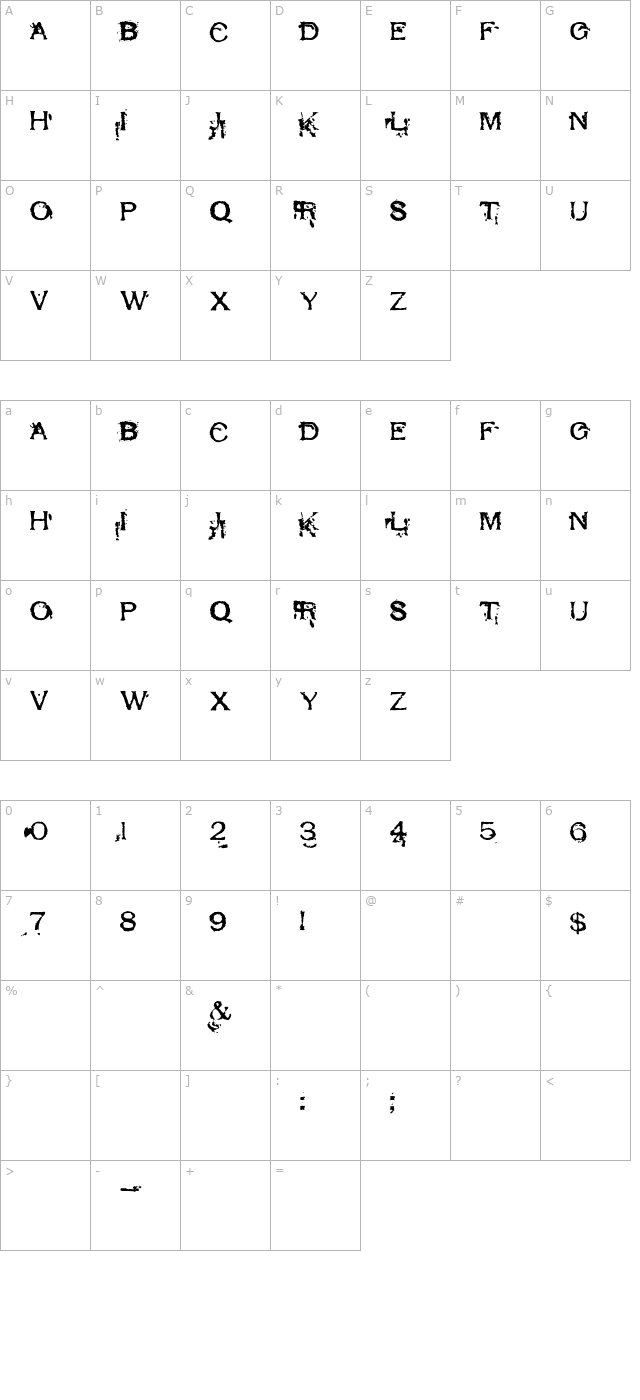 Respess Capitals Excessive character map