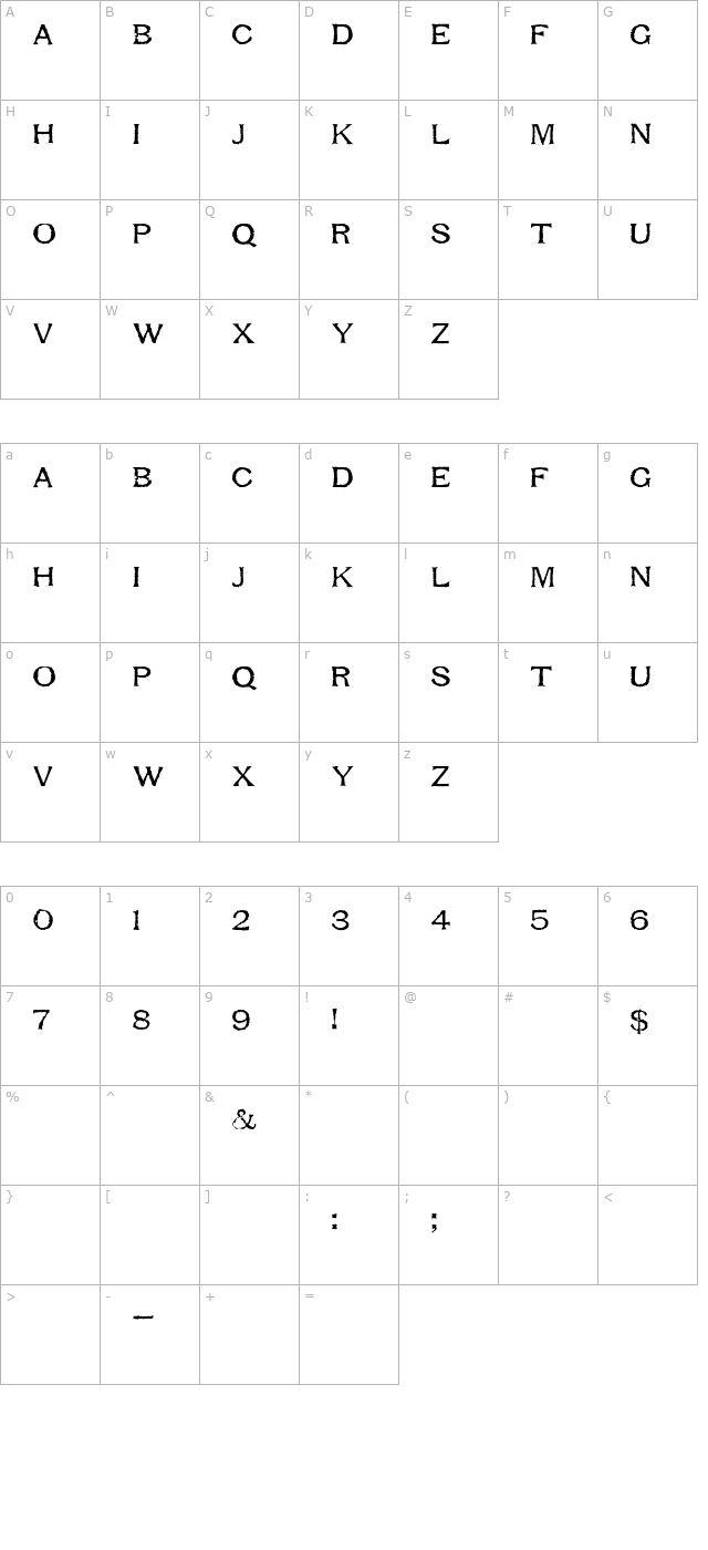 Respess Capitals Medium character map