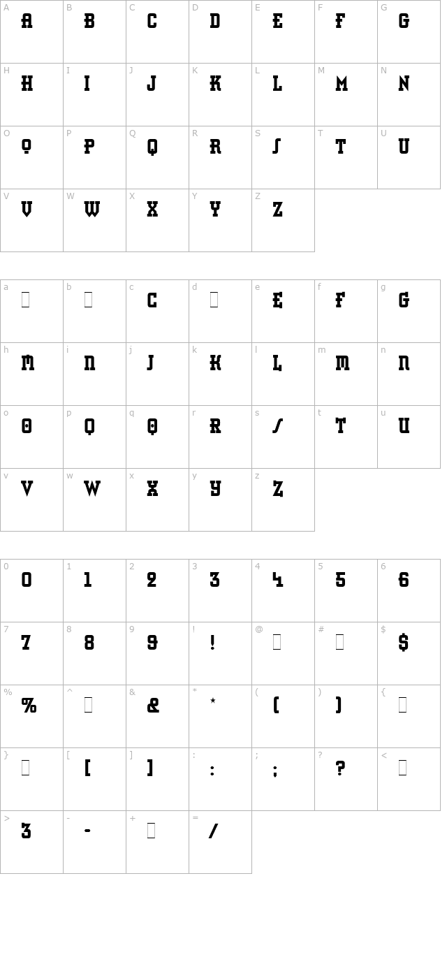 retro-bold-condensed-let-plain10 character map