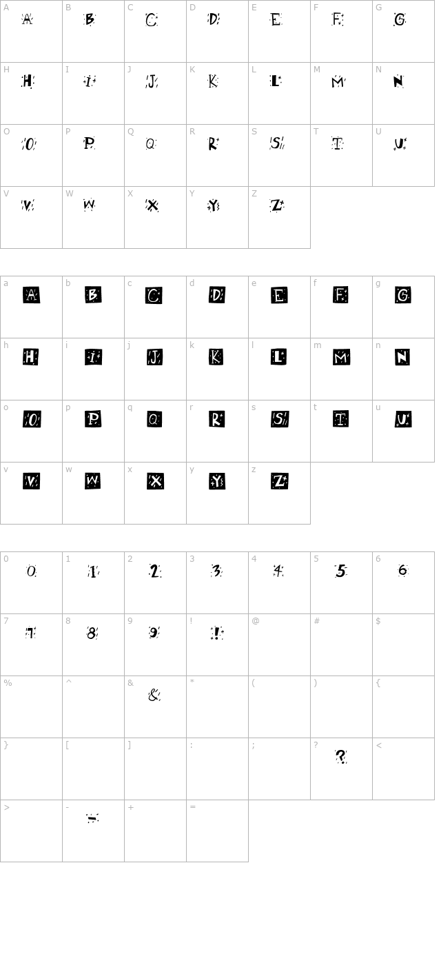 RetroCapsBW character map