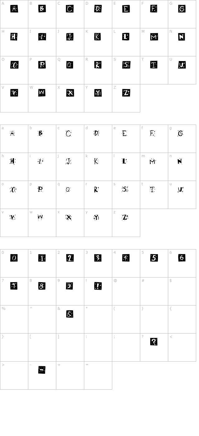 retrocapswb character map