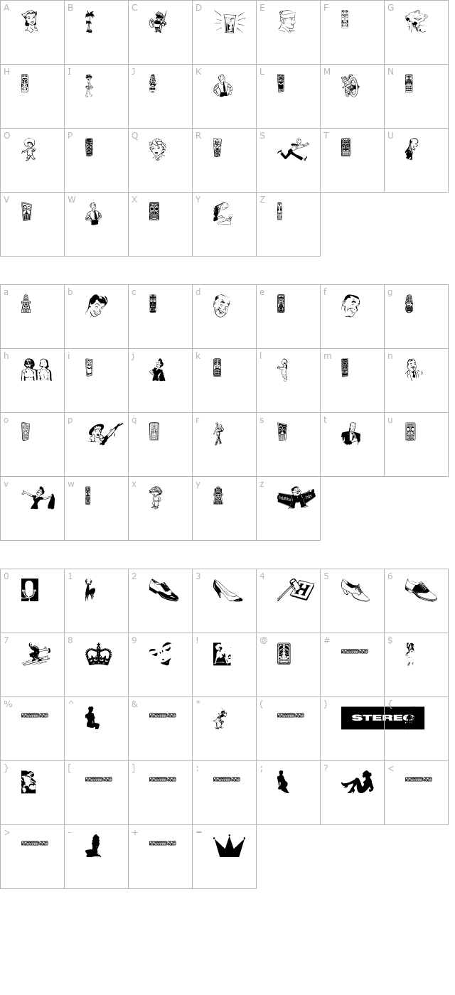 Return of the Retrobats character map