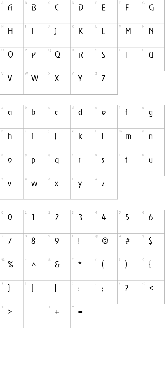 Revel Light character map