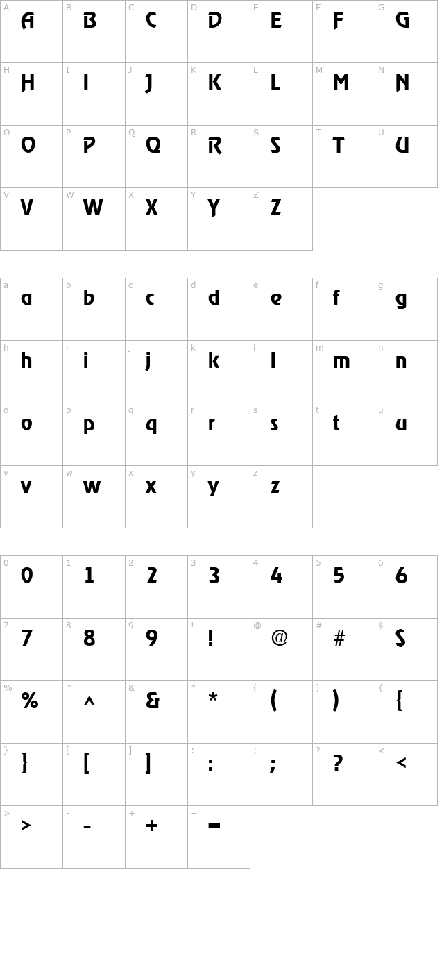 Revel Medium character map