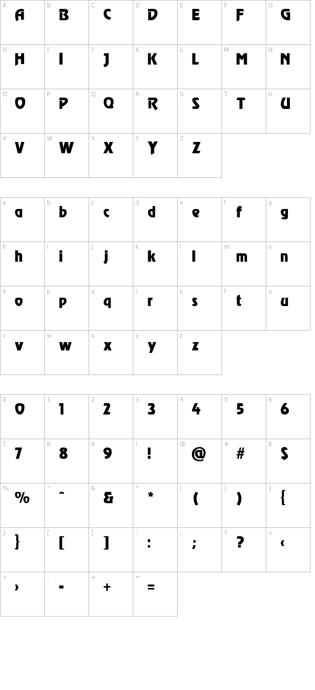 revel-regular character map