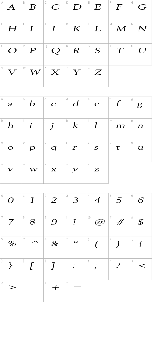 revive-8-extended-italic character map
