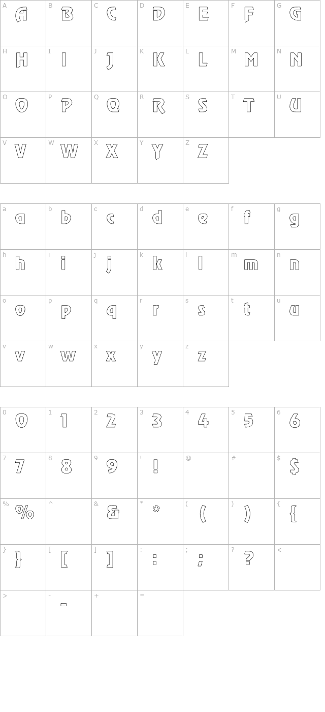 revue-hollow character map