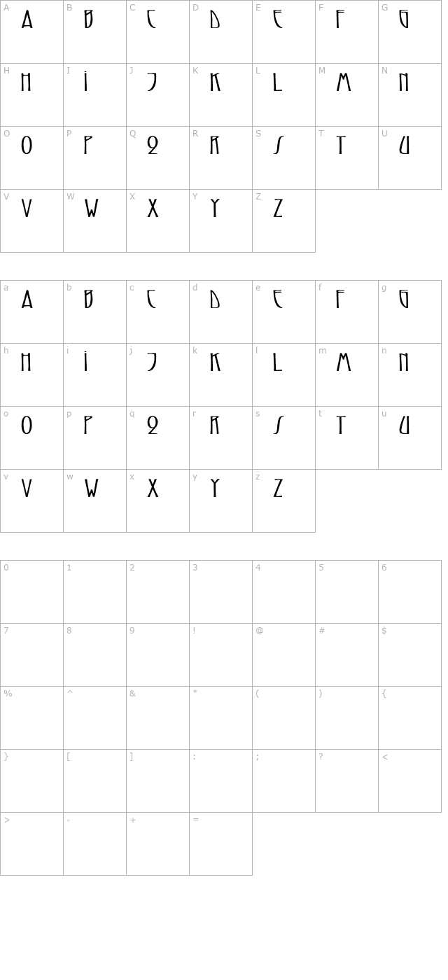 ReynoldCaps Bold character map